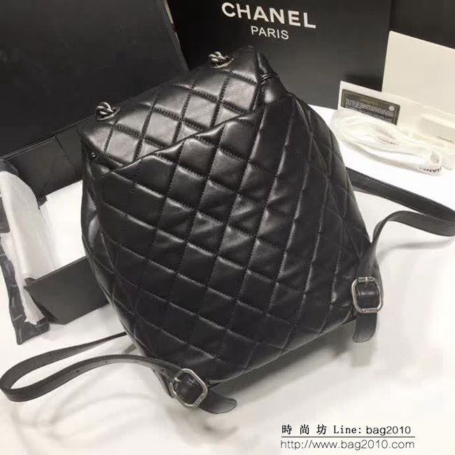 香奈兒CHANEL 91124黑色新款高仿原版時尚雙肩背包 DSC1306